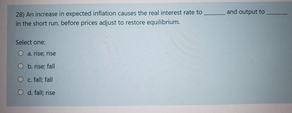 Solved and output to 28) An increase in expected inflation | Chegg.com