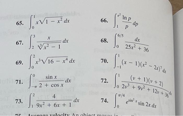 Solved 45-74. Definite Integrals Use A Change Of Variables | Chegg.com