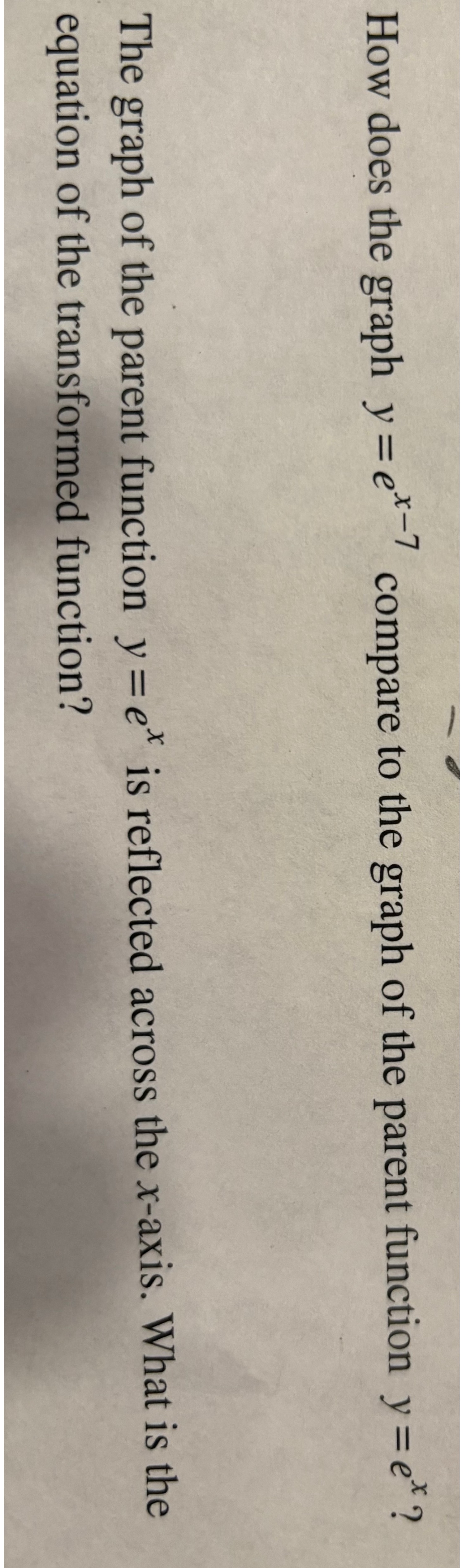 graph of y is equal to e ki power minus x