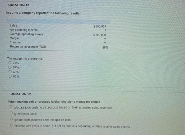Solved QUESTION 18 Assume a company reported the following | Chegg.com
