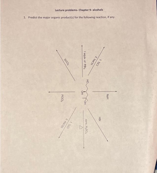 Solved 1. Predict the major organic product(s) for the | Chegg.com