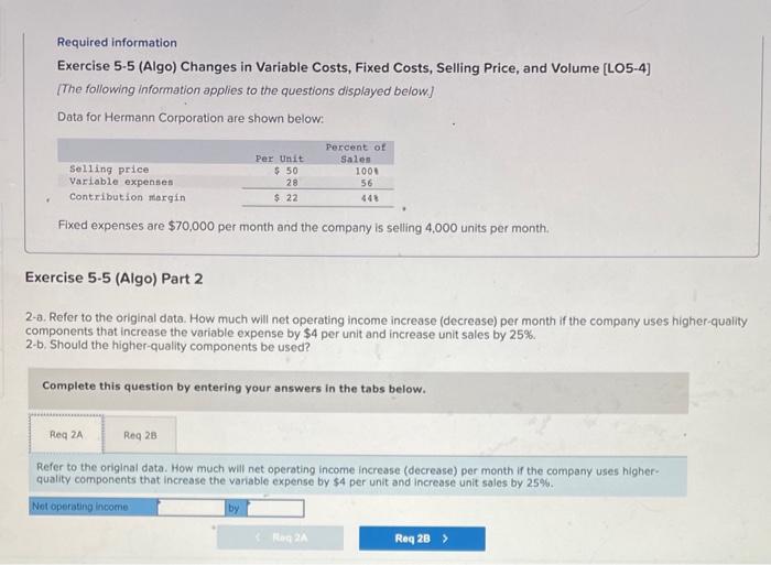 Solved Required Information Exercise 5-5 (Algo) Changes In | Chegg.com