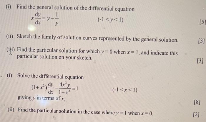 Solved (1) Find the general solution of the differential | Chegg.com
