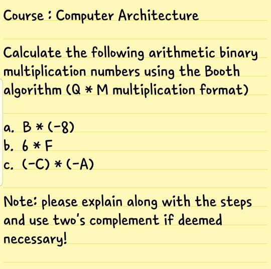 Solved Course : Computer Architecture Calculate the | Chegg.com