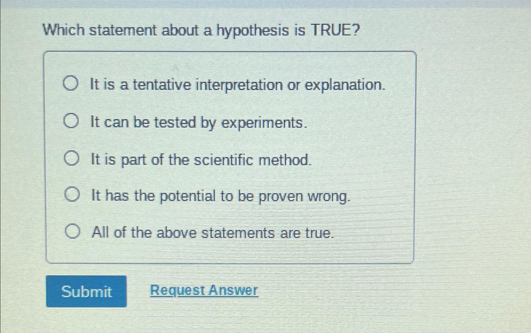 statement about a hypothesis is true