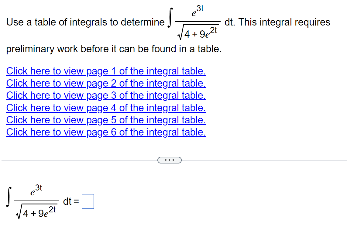 Solved Use a table of integrals to determine | Chegg.com