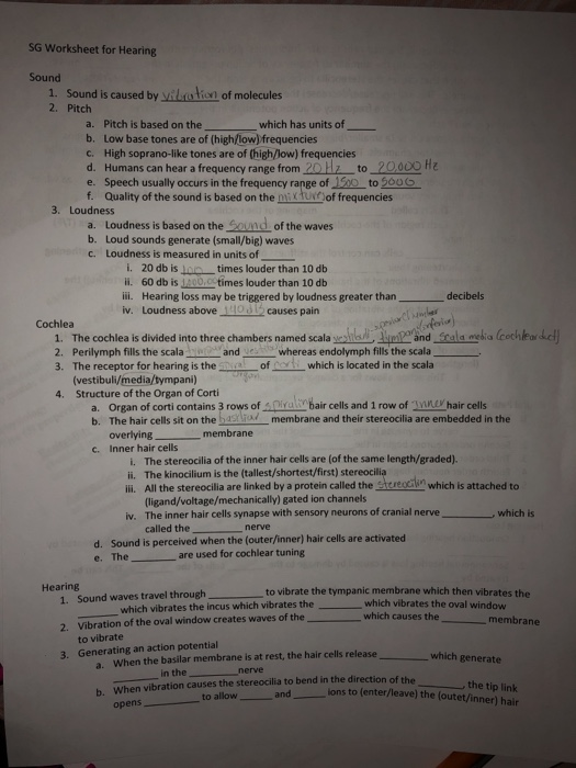 Solved SG Worksheet for Hearing Sound 1. Sound is caused by | Chegg.com