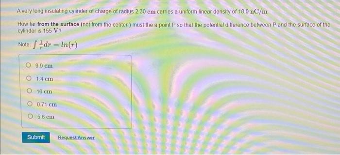 Solved A very long insulating cylinder of charge of radius | Chegg.com