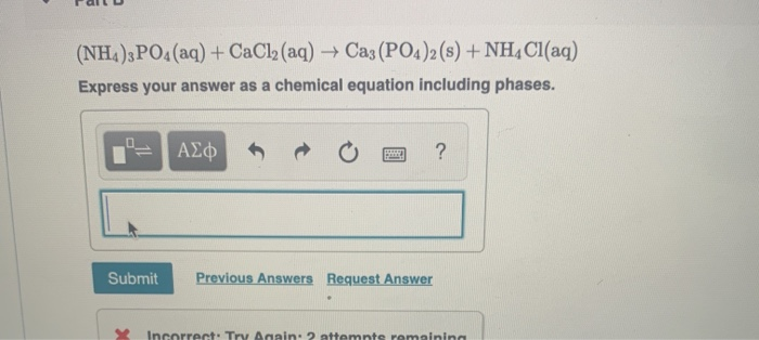 Solved Nh43po4aq Cacl2aq Ca3po42s Nh4claq 3843