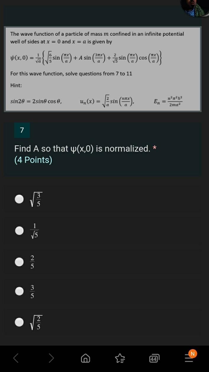 Solved The wave function of a particle of mass m confined in | Chegg.com