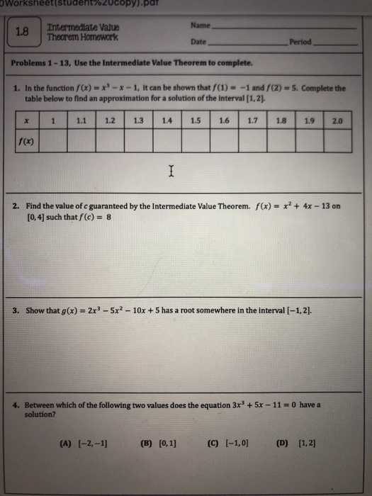Solved Worksheet(student%20 ).par Name 1.8 Intermediate | Chegg.com Solved Worksheet(student%20 ).par Name 1.8 Intermediate | Chegg.com