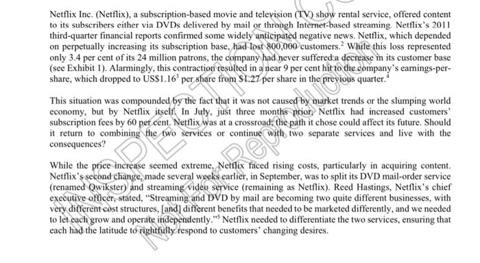 Solved Netflix Inc. (Netflix), a subscription-based movie | Chegg.com