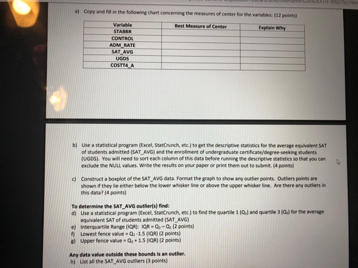 Solved Statistics Checkpoint Assignment #2 (Version C) | Chegg.com