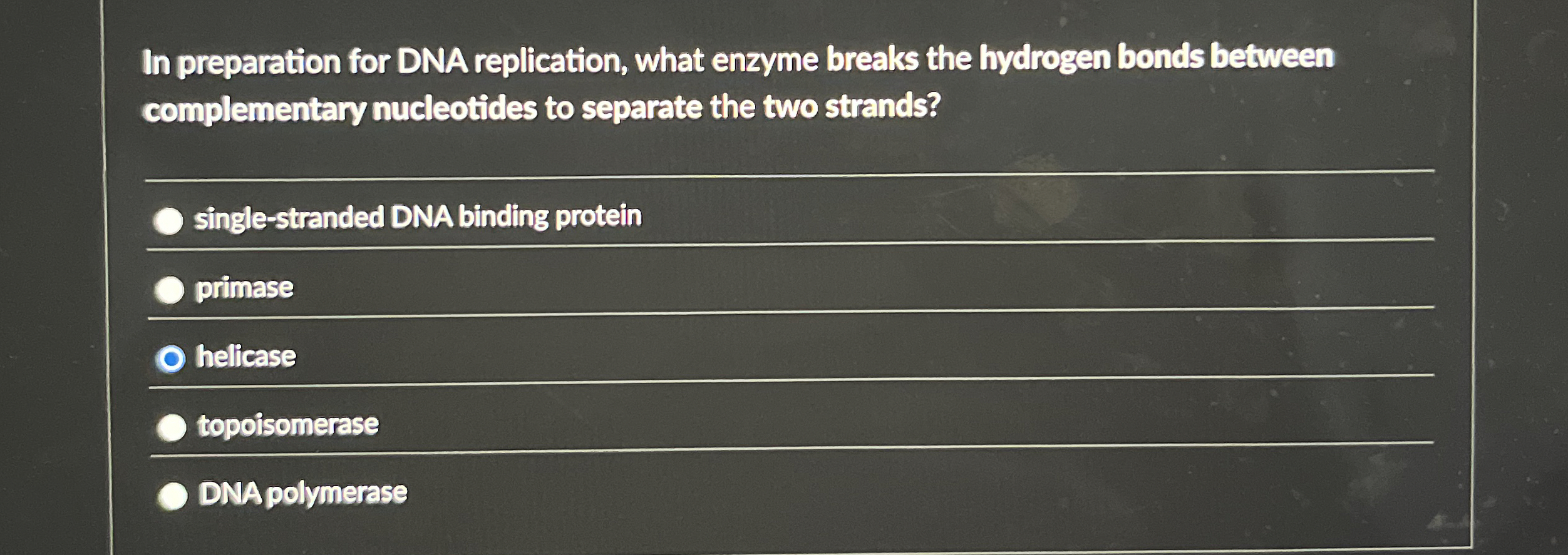 Solved In preparation for DNA replication, what enzyme