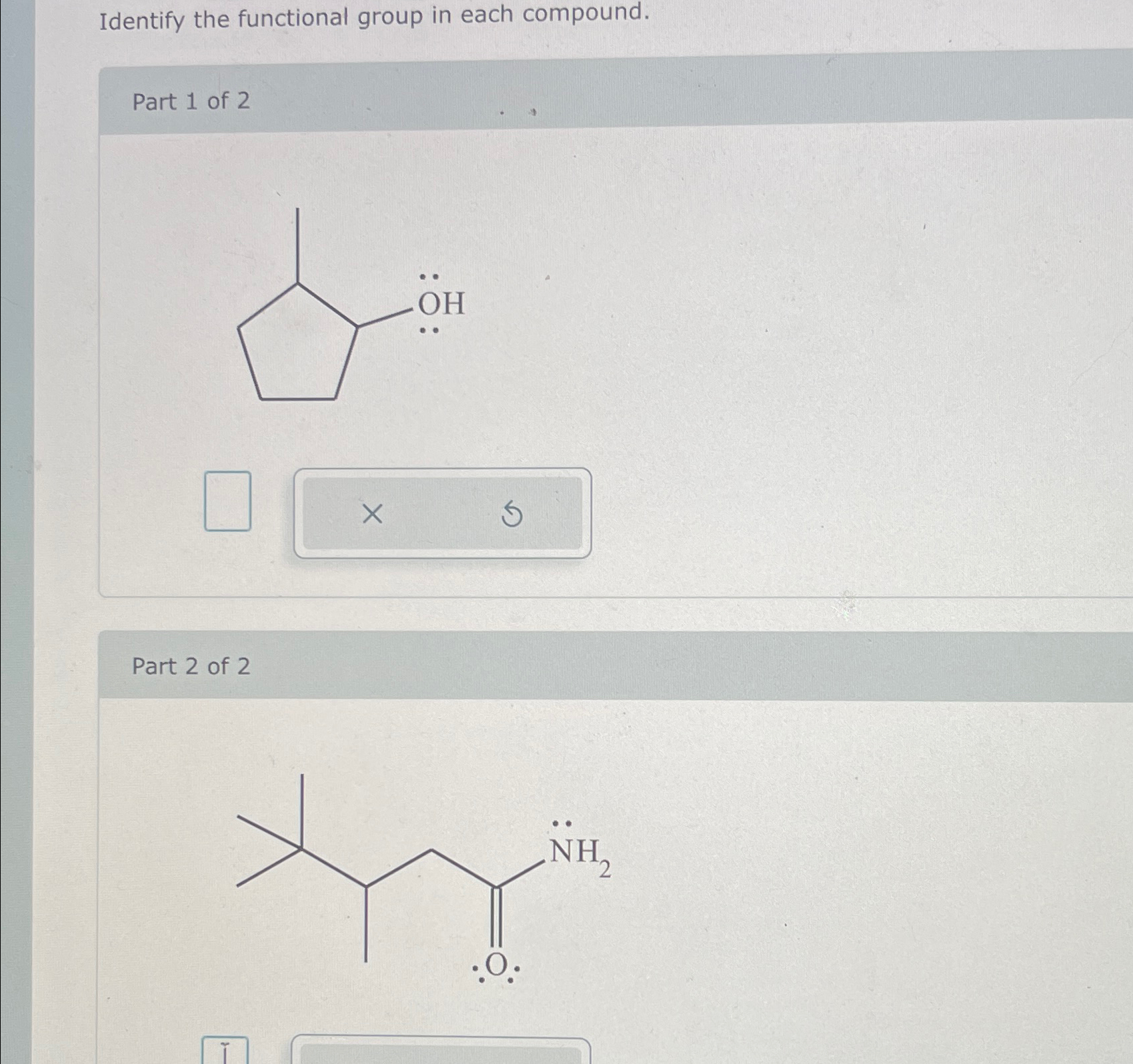 Solved Identify the functional group in each compound.Part 1 | Chegg.com