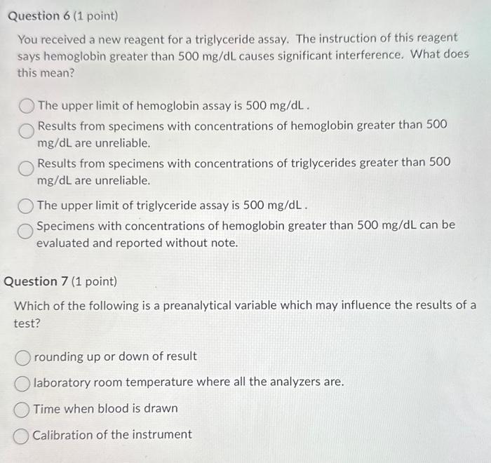 Solved You received a new reagent for a triglyceride assay.