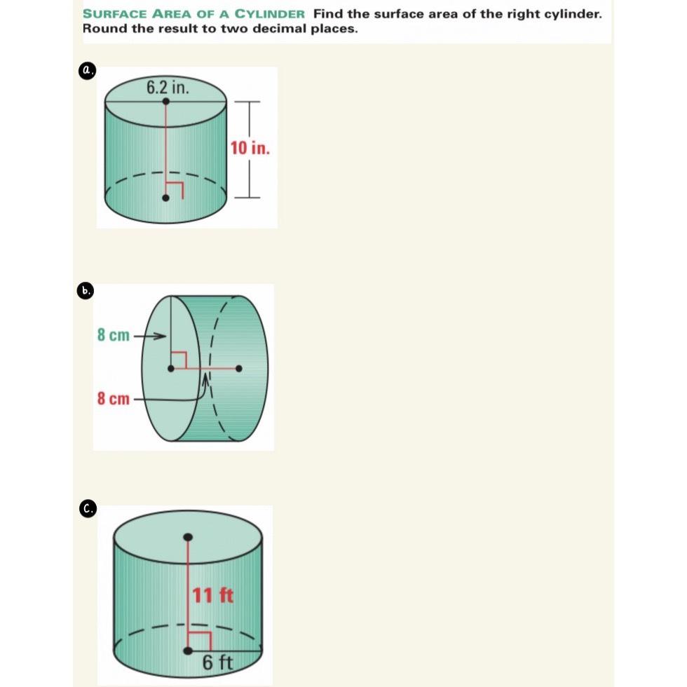 how to find surface area of cylinder with diameter