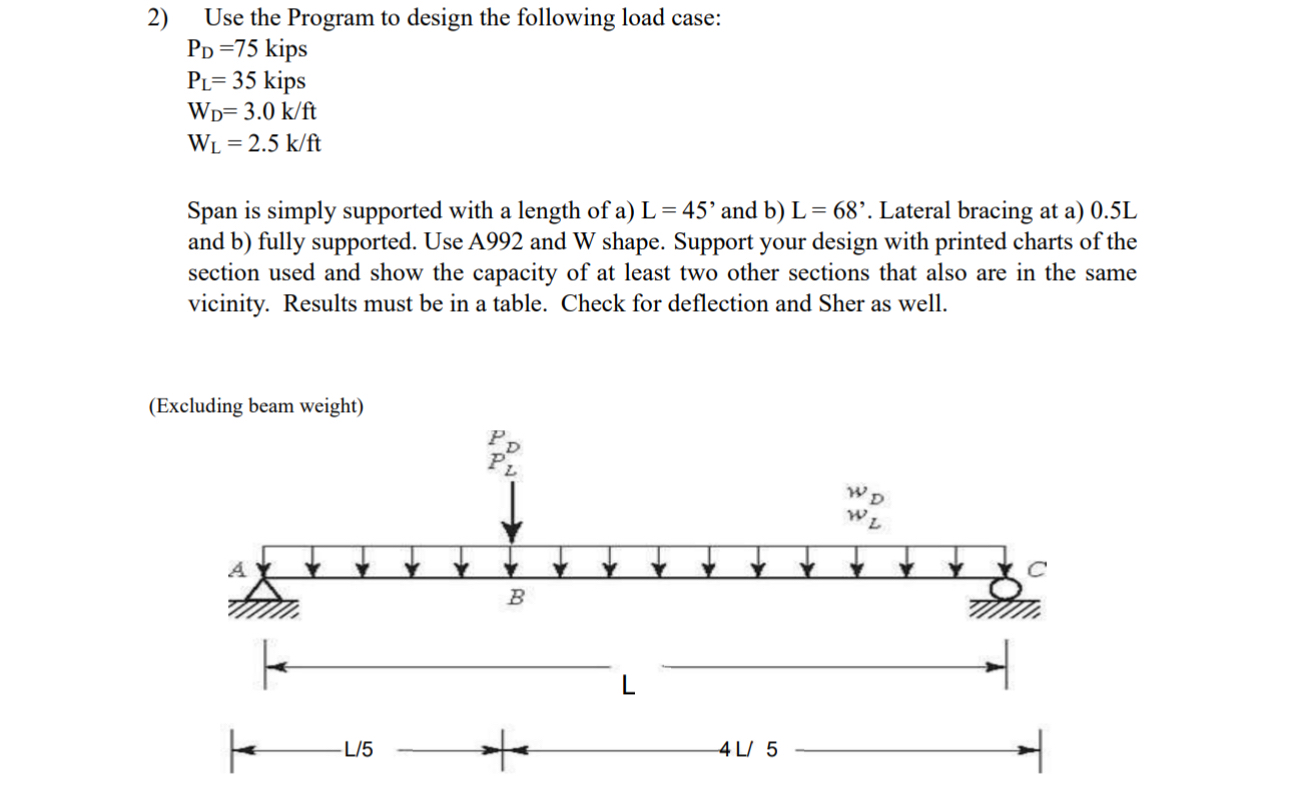 Solved Use the Program to design the following load | Chegg.com
