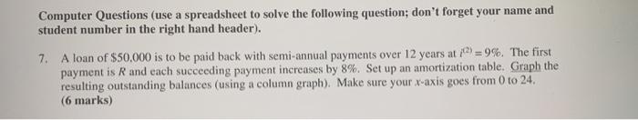 Solved Computer Questions (use a spreadsheet to solve the | Chegg.com