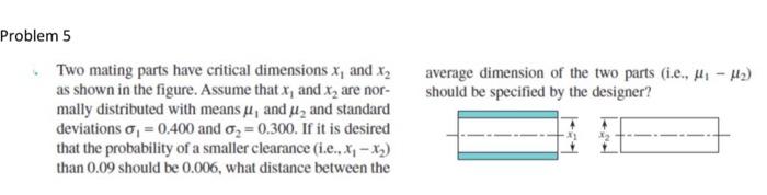 Solved Two mating parts have critical dimensions x1 and x2 | Chegg.com