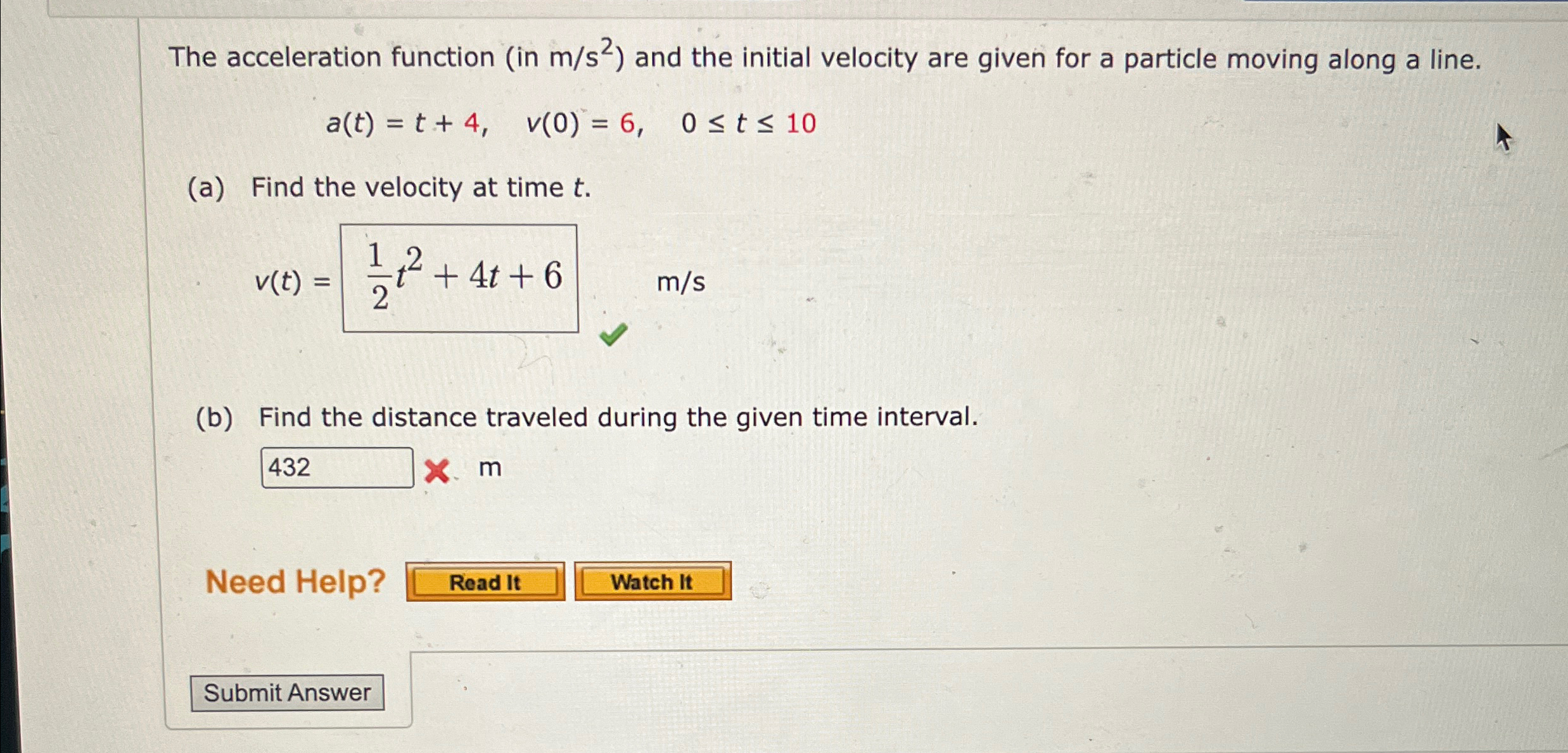 Solved The acceleration function (in ms2 ) ﻿and the initial | Chegg.com