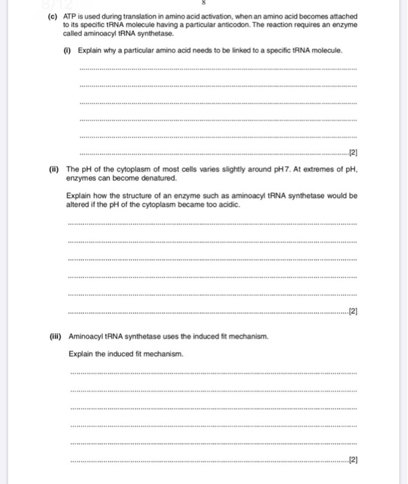 Solved 4 (a) Fig. 5.1 is a diagram of an ATP molecule. Label