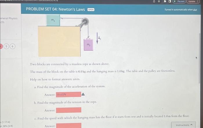 Solved PROBLEM SET 04: Newton's Laws Two Blocks Are | Chegg.com