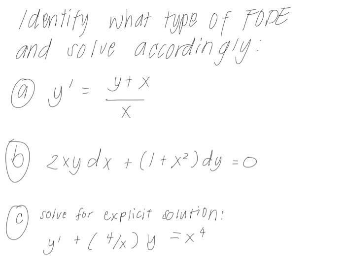 Solved Identify what type of PODE and solve accordingly. X @ | Chegg.com