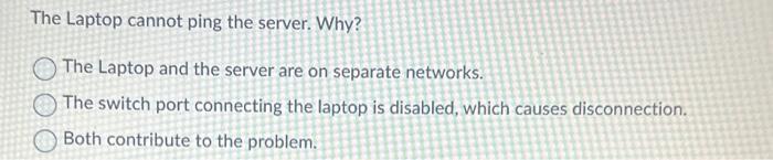 Solved The Laptop cannot ping the server. Why? The Laptop | Chegg.com
