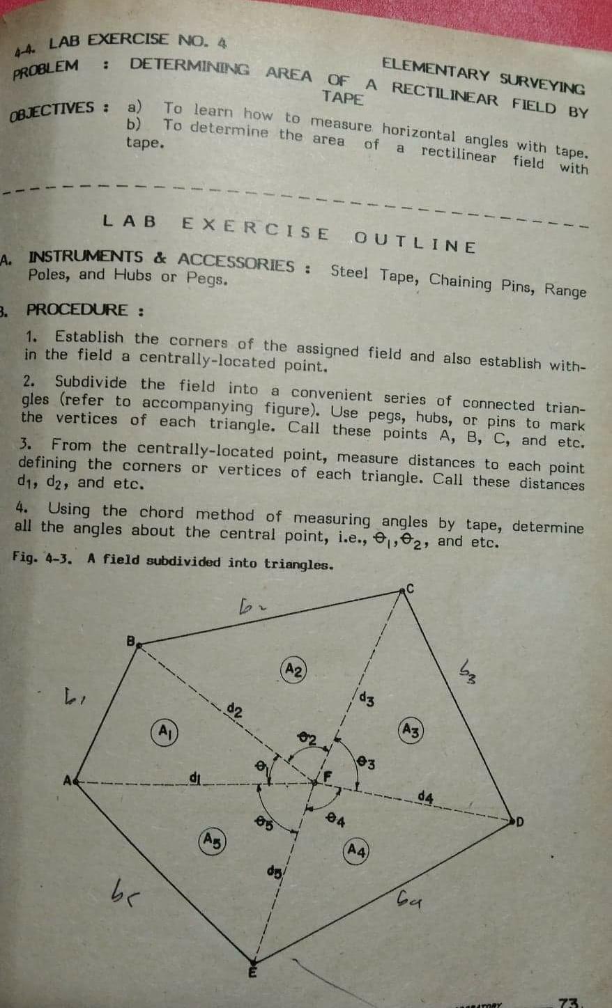 Solved LAB EXERCISE NO. 4 PROBLEM ELEMENTARY SURVEYING | Chegg.com