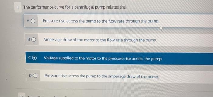 Solved 1 The performance curve for a centrifugal pump | Chegg.com
