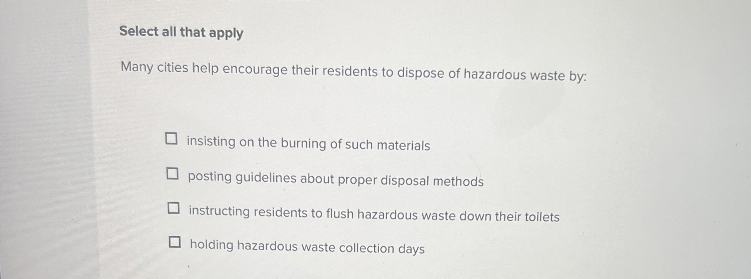 Solved Select all that applyMany cities help encourage their