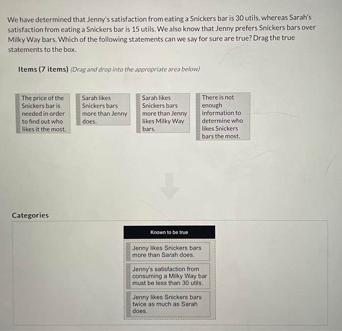 Solved We have determined that Jenny's satisfaction from | Chegg.com