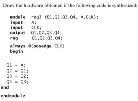 Solved Draw the hardware obtained if the following code is | Chegg.com