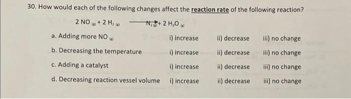 Solved 30. How would each of the following changes affect | Chegg.com