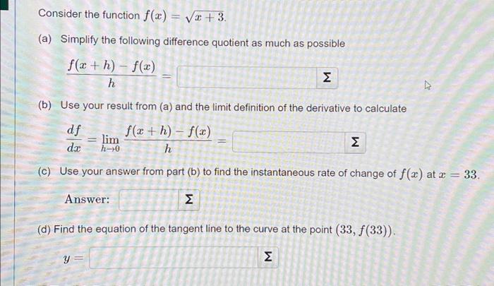 Solved Consider the function f(x) = √√x + 3. (a) Simplify | Chegg.com