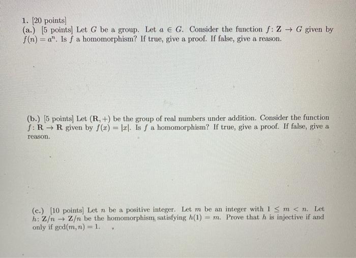 Solved 1 Points A 5 Points Let G Be A Group L Chegg Com