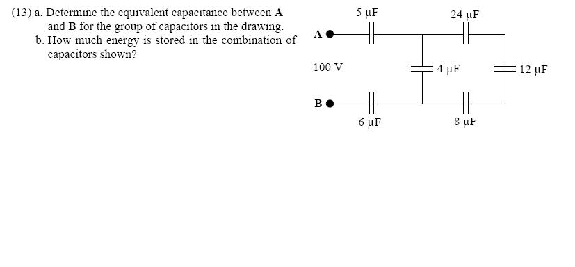 Solved Determine The Equivalent Capacitance Between A And B | Chegg.com