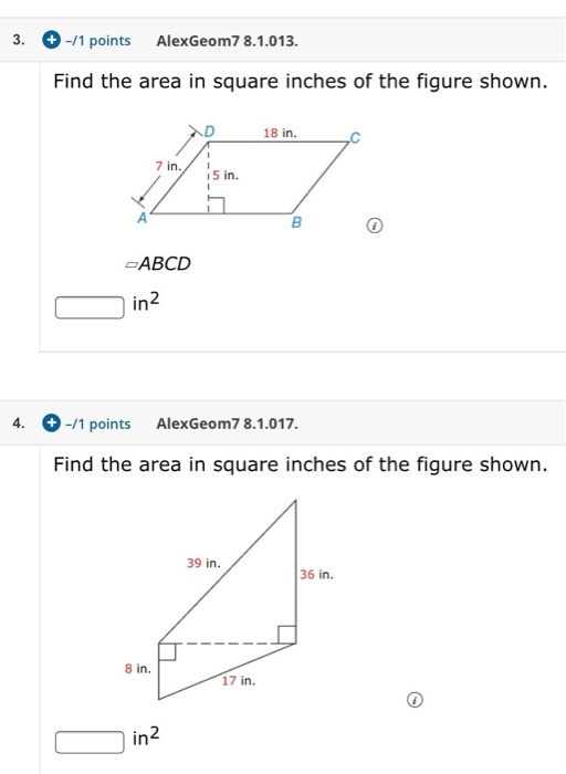Solved 3. -/1 points AlexGeom7 8.1.013. Find the area in | Chegg.com