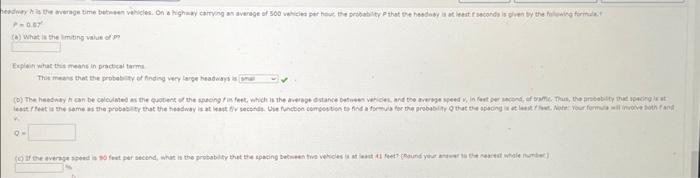 Solved headway h is the average time between vehicles. On a | Chegg.com