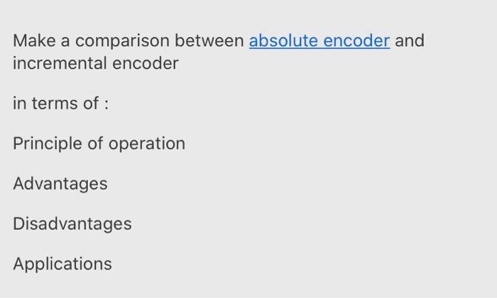 Solved Make A Comparison Between Absolute Encoder And | Chegg.com