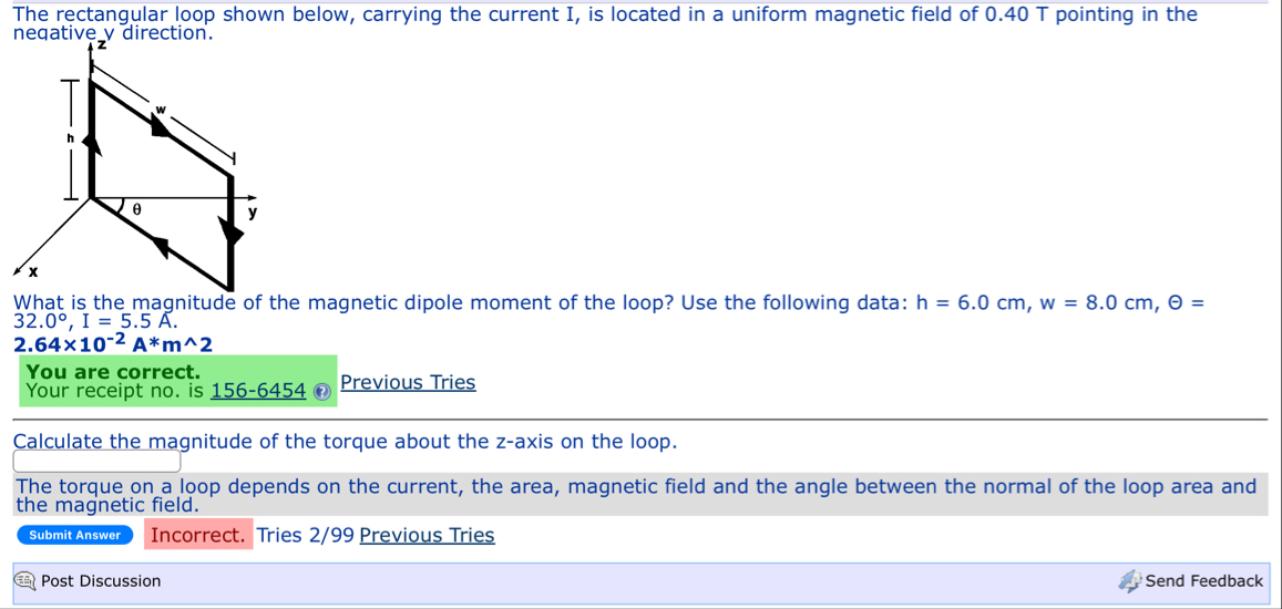 Solved The rectangular loop shown below, carrying the | Chegg.com