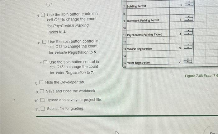 Figute 7.86 Copied spin button form controls e. | Chegg.com