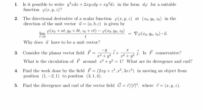 Solved 1 Is It Possible To Write Y2zdx 2ryzdy Ry Dz Chegg Com