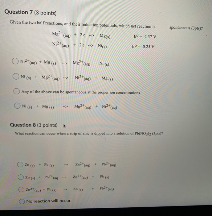 Solved Question 5 (2 points) Which of the following metals | Chegg.com