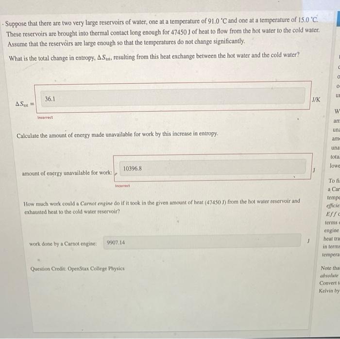 Solved - Suppose that there are two very large reservoirs of | Chegg.com