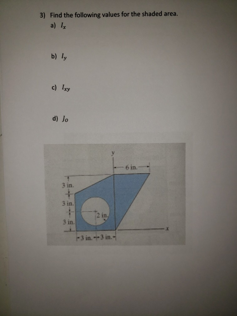 Solved 3 Find The Following Values For The Shaded Area Chegg Com