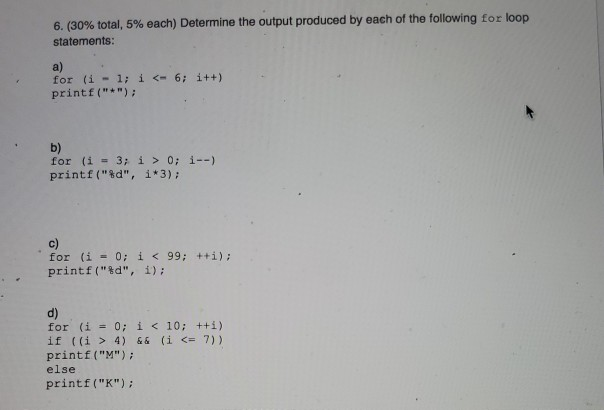 Solved 6. (30% total, 5% each) Determine the output produced | Chegg.com