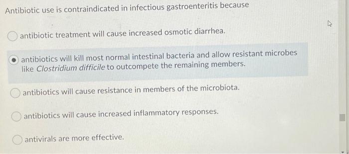 Solved Antibiotic use is contraindicated in infectious | Chegg.com