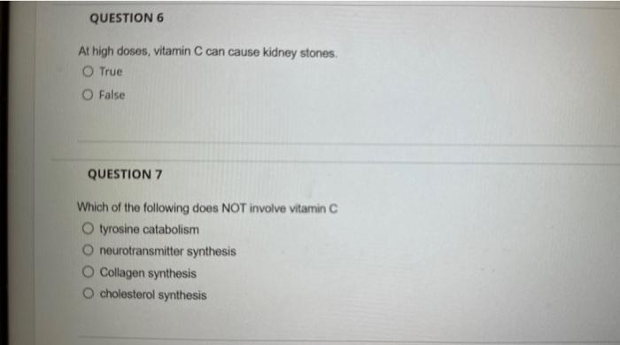 Solved At High Doses Vitamin C Can Cause Kidney Stones Chegg Com   Image